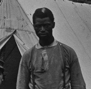 Unknown African-American in Federal Camp wearing knit shirt.